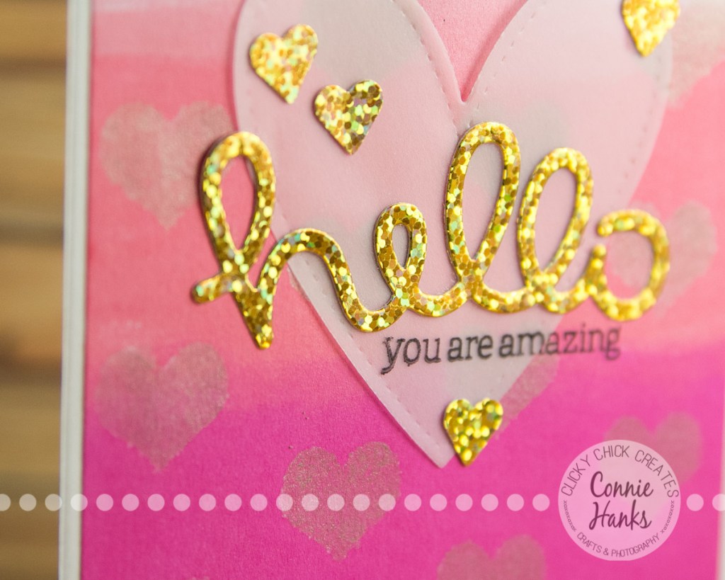 Connie Hanks Photography // ClickyChickCreates.com // Hello You are Amazing - Ombre card - distress inks