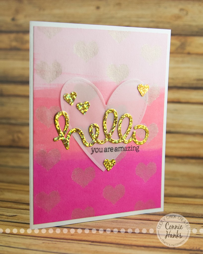 Connie Hanks Photography // ClickyChickCreates.com // Hello You are Amazing - Ombre card - distress inks