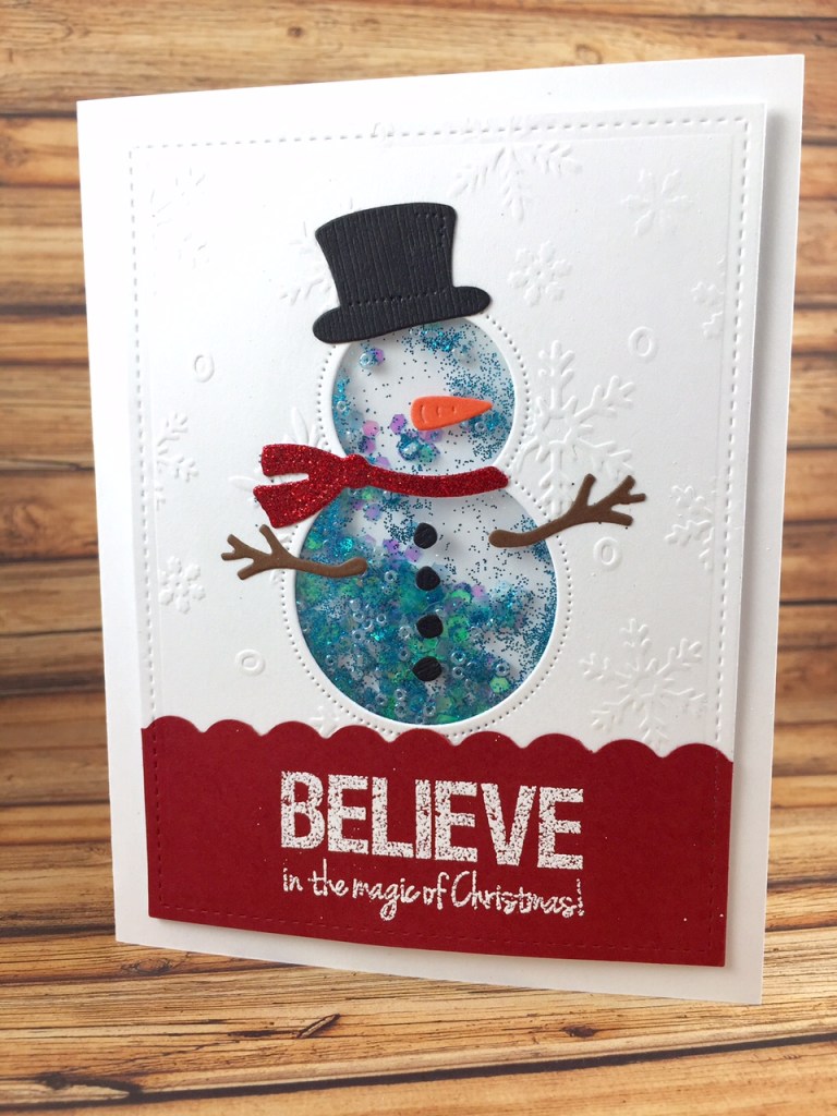 Connie Hanks Photography // ClickyChickCreates.com // Believe in the Magic of Christmas , snowman shaker card