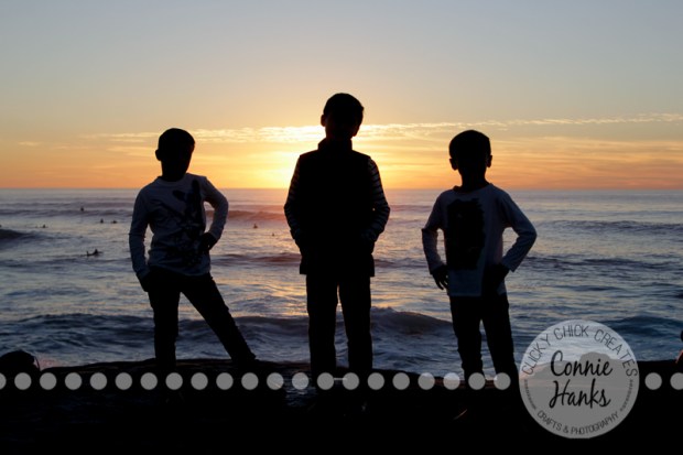 Connie Hanks Photography // ClickyChickCreates.com // family photos, San Diego family photography, sibling photos, beach photography, beach sunset photography, silhouettes