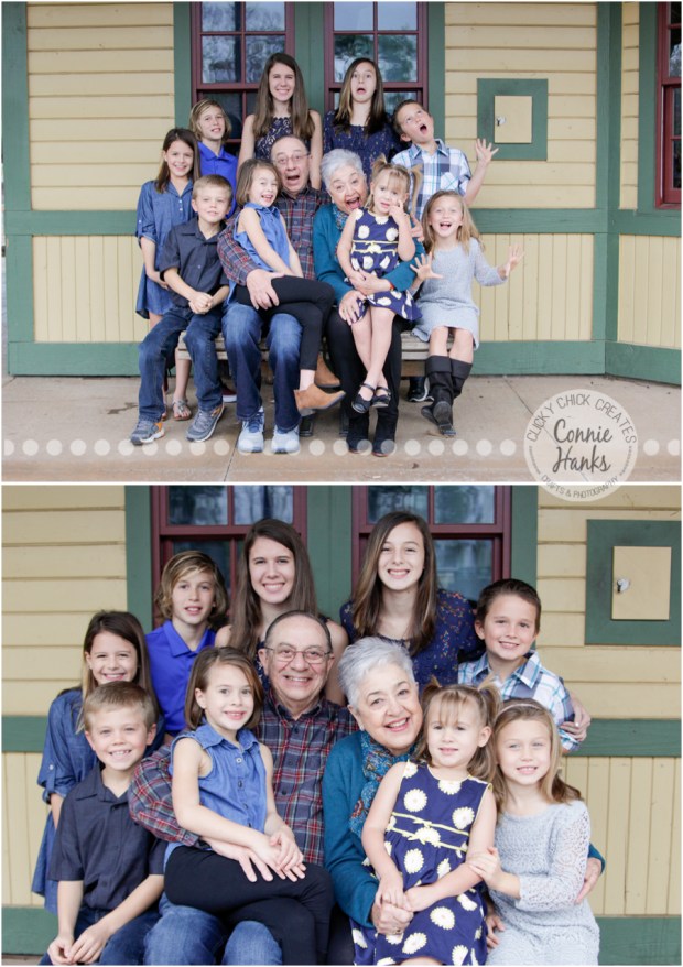 Connie Hanks Photography // ClickyChickCreates.com // family photos, San Diego family photography, multi-generation family photo session, extended family photography, siblings, rustic, Old Poway Park, barn doors