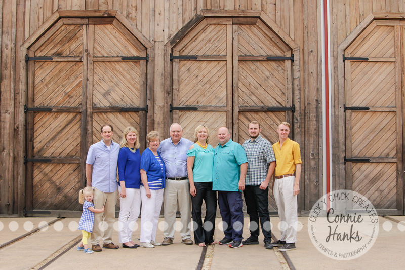 Connie Hanks Photography // ClickyChickCreates.com // family photos, San Diego family photography, multi-generation family photo session, extended family photography, siblings, rustic, Old Poway Park, barn doors
