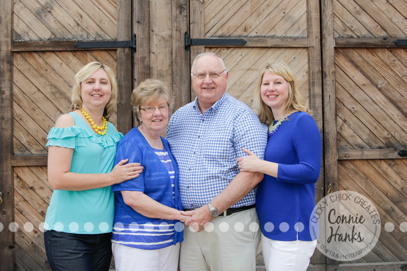 Connie Hanks Photography // ClickyChickCreates.com // family photos, San Diego family photography, multi-generation family photo session, extended family photography, siblings, rustic, Old Poway Park, barn doors