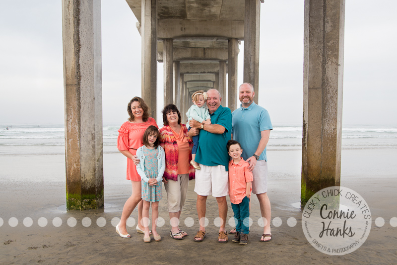Connie Hanks Photography // ClickyChickCreates.com // multi-generation family photos, San Diego family photography, family photo session, siblings, La Jolla Shores, Scripps Pier